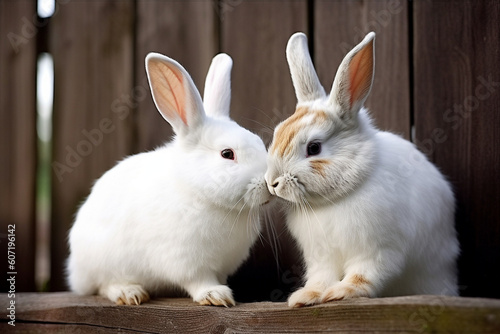 generative AI. a pair of cute bunnies are making out