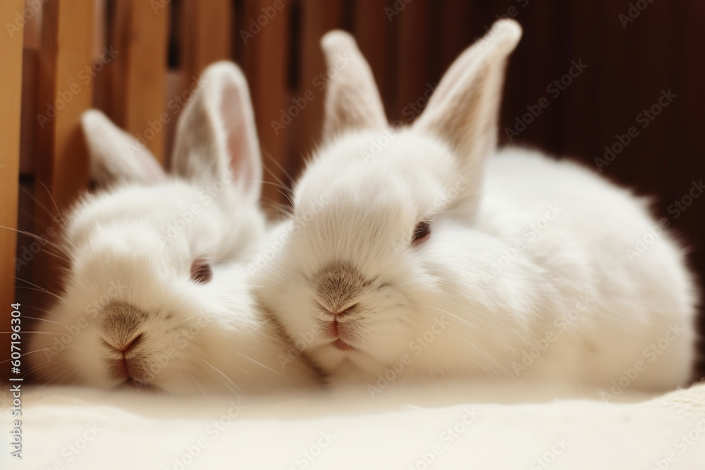generative AI.
a pair of cute bunnies sleeping together