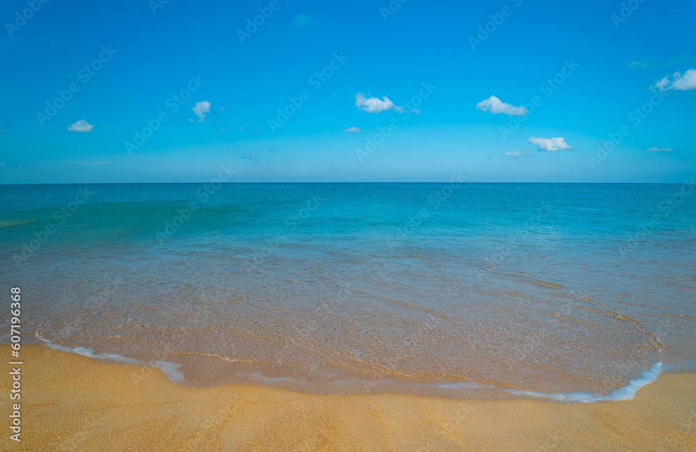 Nature view of beautiful tropical beach and sea in sunny day. Beach sea space aera