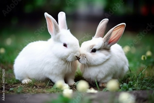 generative AI. a pair of cute bunnies are making out © imur