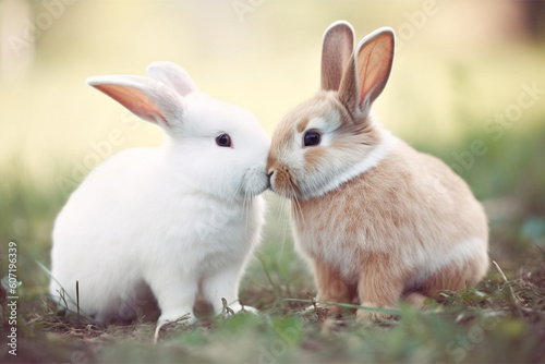 generative AI. a pair of cute bunnies are making out