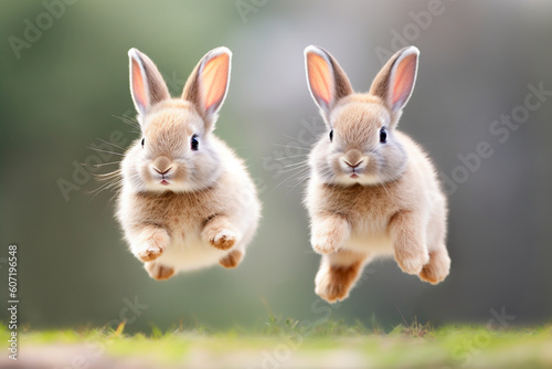 generative AI. a pair of rabbits is hopping