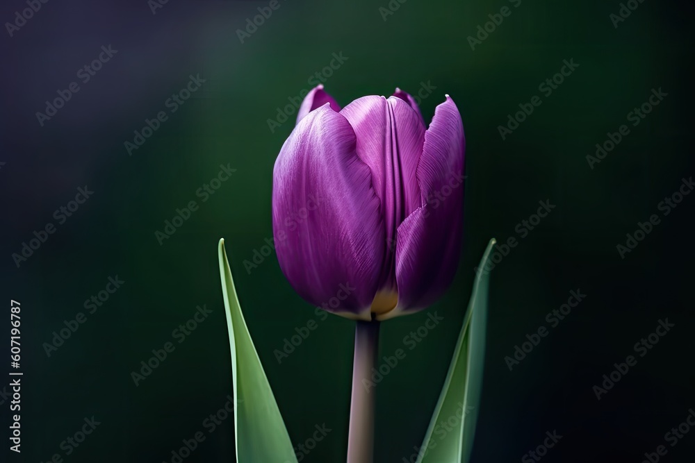 Naklejka premium Portrait beautiful purple tulip flower AI Generative