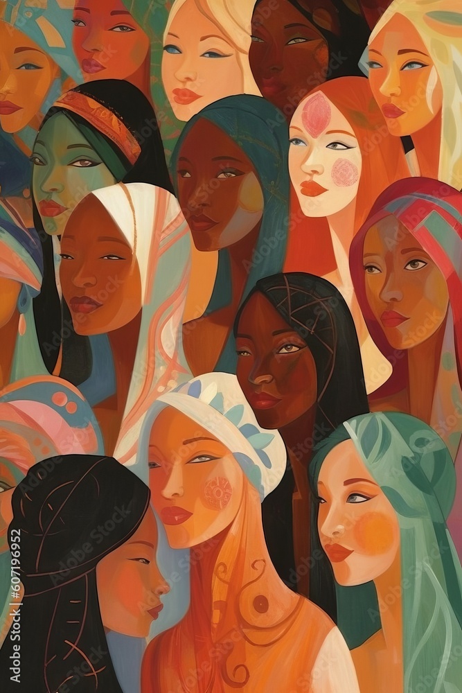 An illustration depicting the diversity of women. Generative AI. An illustration depicting the diversity of women. Generative AI.