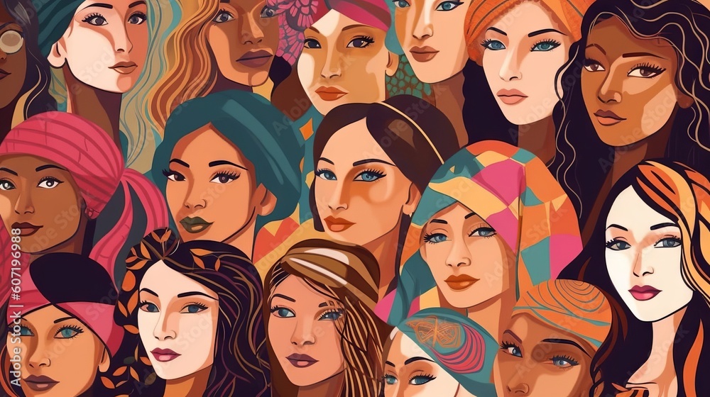 An illustration depicting the diversity of women. Generative AI. 