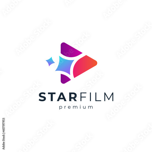 play button and star for film and movie logo design
