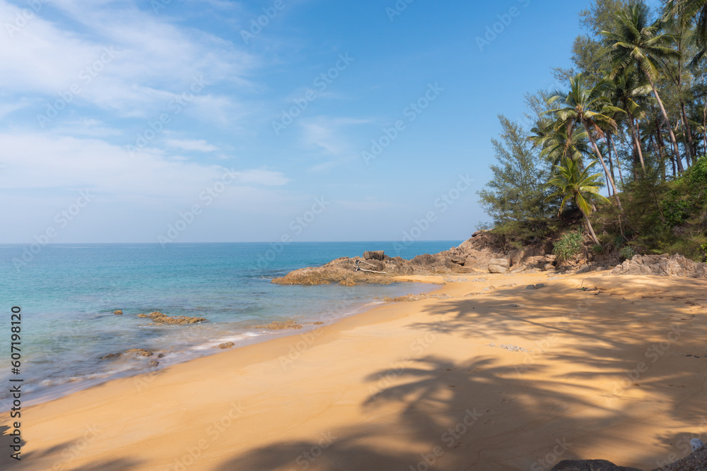 beach and sea with shadow of tree on sand , Beach sea space area beach and sea with shadow of tree on sand , Beach sea space area