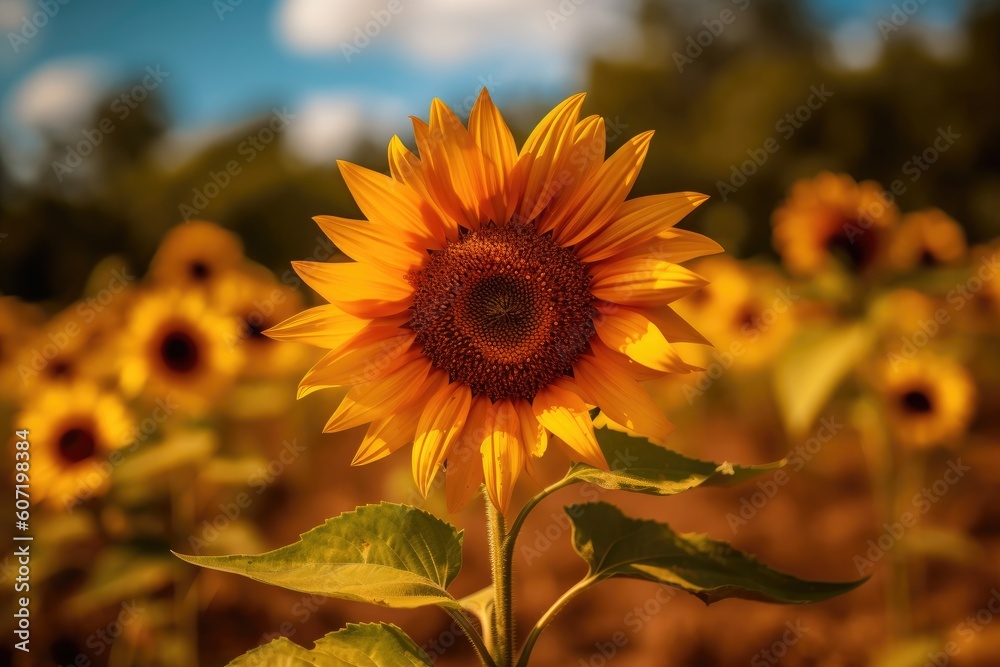 Fototapeta premium Portrait beautiful sunflower AI Generative