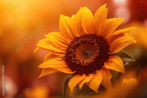 Portrait sunflower with light exposure AI Generative