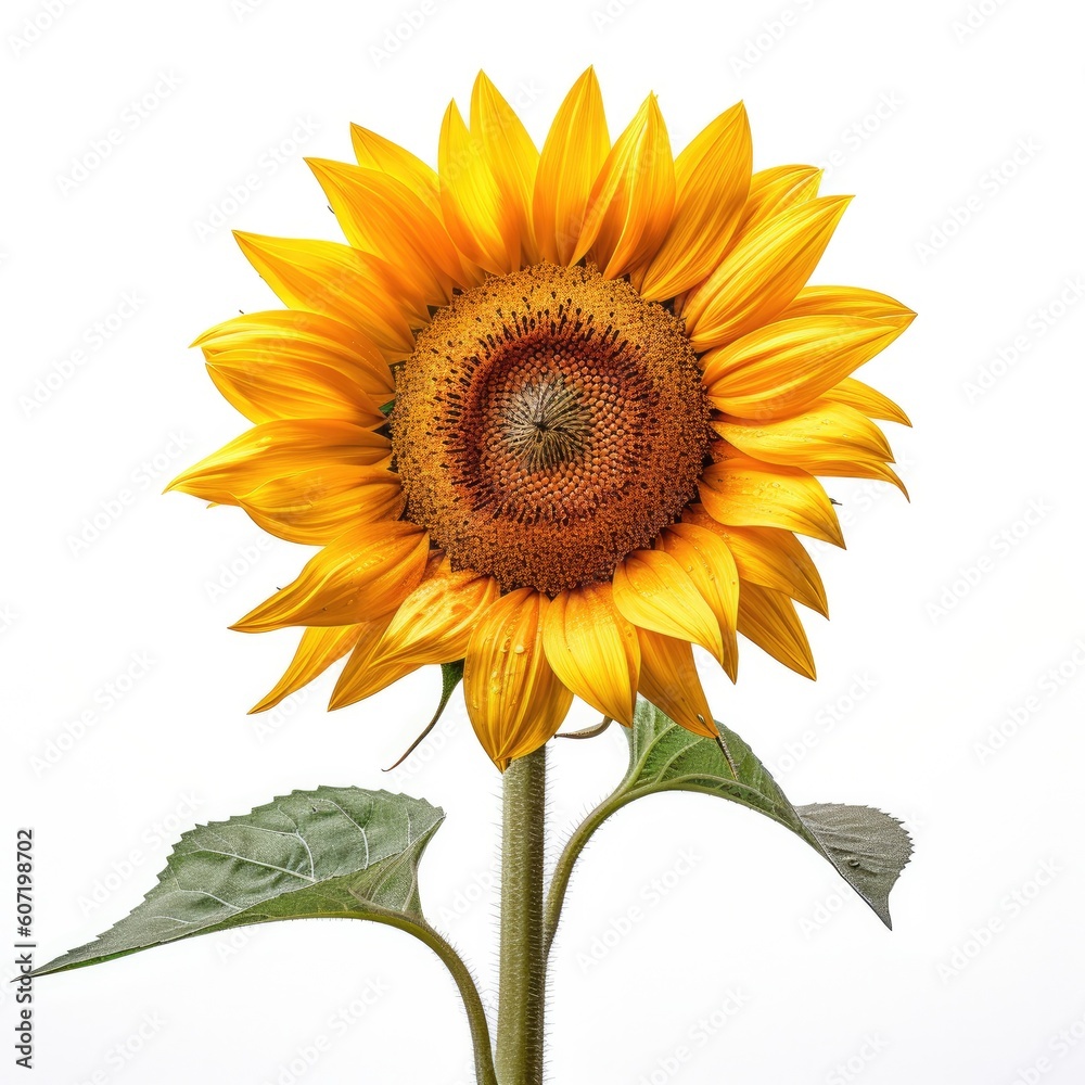 Naklejka premium Portrait sunflower isolated on white AI Generative