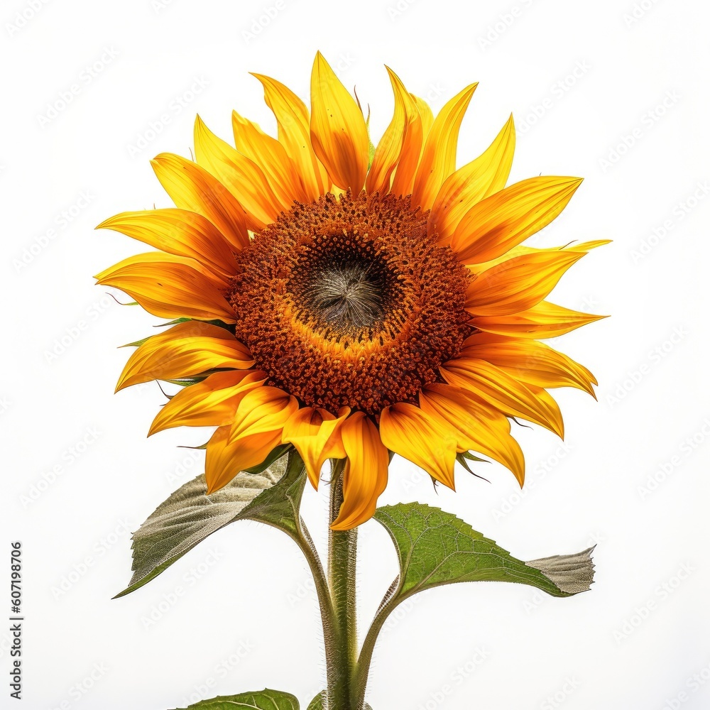 Obraz premium Portrait sunflower isolated on white AI Generative