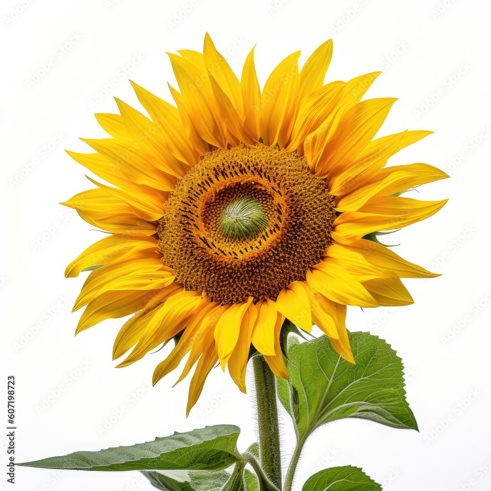 Portrait sunflower isolated on white AI Generative Portrait sunflower isolated on white AI Generative