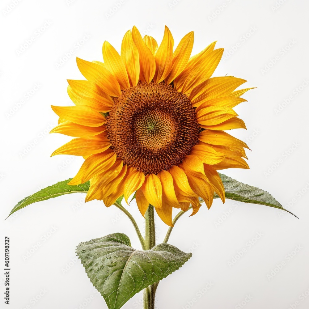 Fototapeta premium Portrait sunflower isolated on white AI Generative