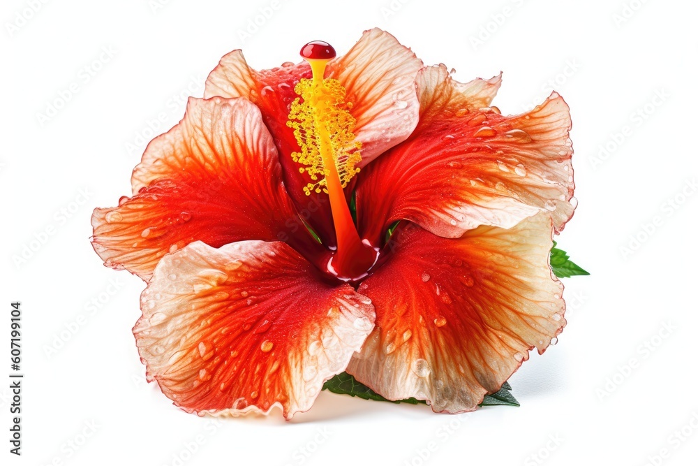 Portrait hibiscus flower isolated on white AI Generative Portrait hibiscus flower isolated on white AI Generative