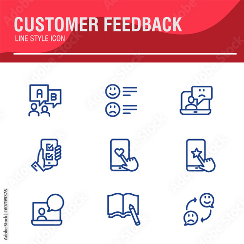 set line vector icon Testimonial, Customer Feedback and User Experience related icon set