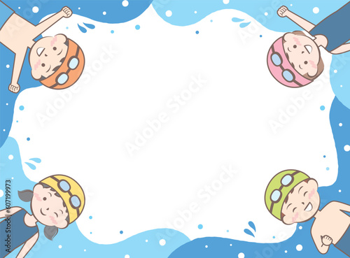 水着の子供たちのフレーム