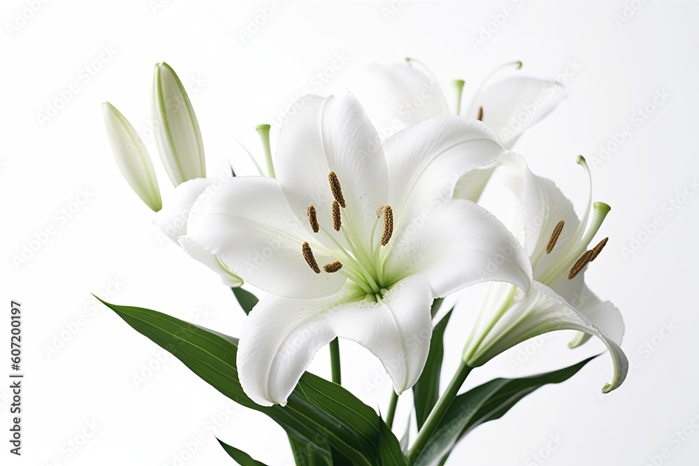 Portrait lily trumpet flower isolated on white AI Generative Portrait lily trumpet flower isolated on white AI Generative