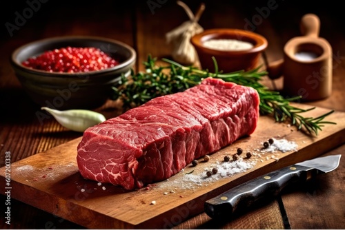 slicing wagyu meat on a cutting board stuff food photography