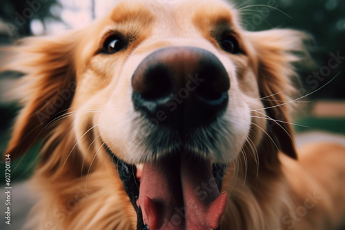 generative AI. a cute dog is sticking out his tongue at the camera