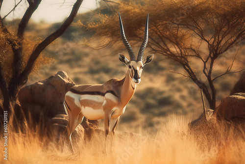 impala in the wild savannah photo