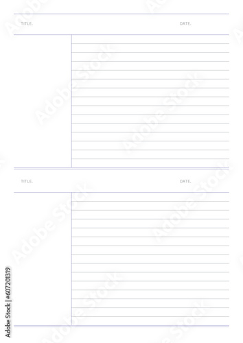 line note template with a simple and minimal style. Note, scheduler, diary, calendar planner document template illustration.