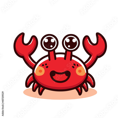 Crab kawaii mascot icon happy illustration