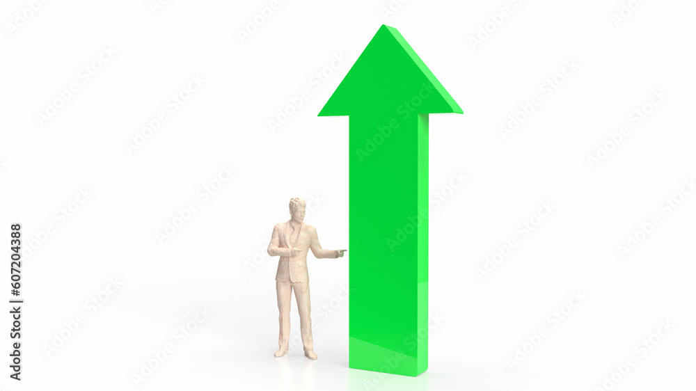 The Green Arrow and Business man on white background 3d rendering