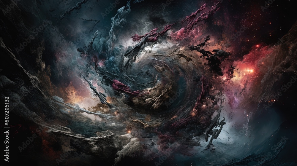 The mysteries of space presented through a cosmic anomaly, with a giant 