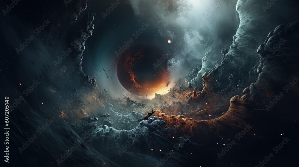The mysteries of space presented through a cosmic anomaly, with a giant 