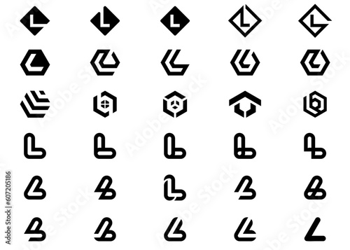 Initials Monogram Letter L, with logo design set