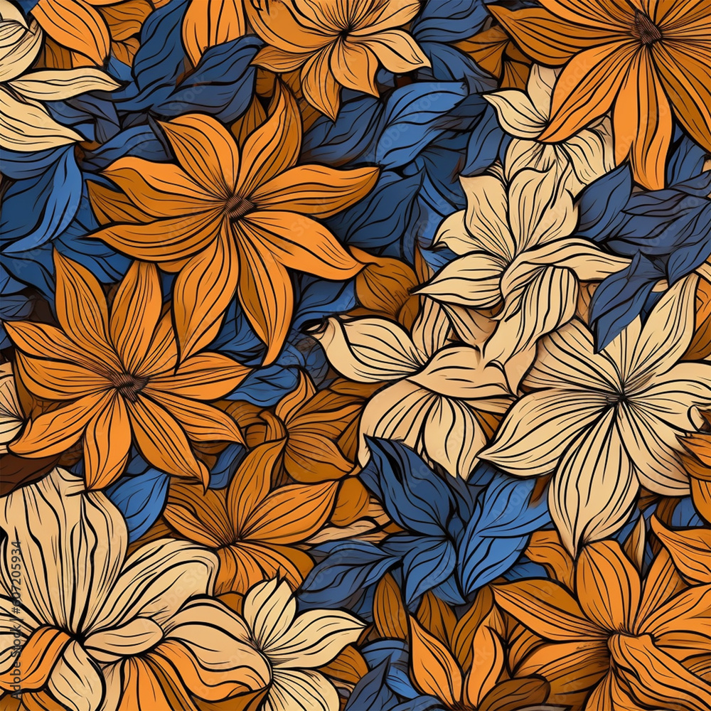 Fototapeta premium From delicate petals to intricate foliage designs, these patterns infuse any project with natural beauty and artistic sophistication. Enhance your creativity with nature-inspired designs.