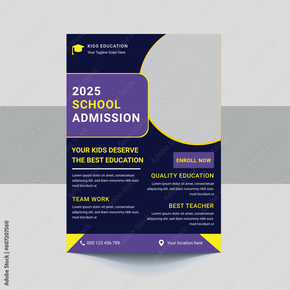 School admission flyer design. back to school flyer design. Back to school admission flyer. school admission template for flyer design.