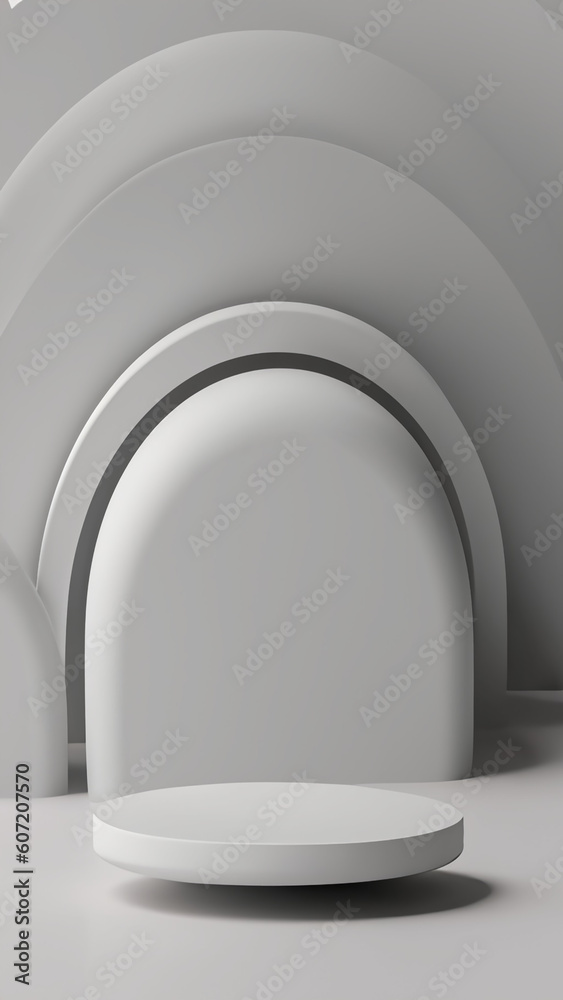 Podium with abstract geometric elements and shapes and background for product display and presentation 3D rendered scene in soft focus for vertical phone screen Podium with abstract geometric elements and shapes and background for product display and presentation 3D rendered scene in soft focus for vertical phone screen