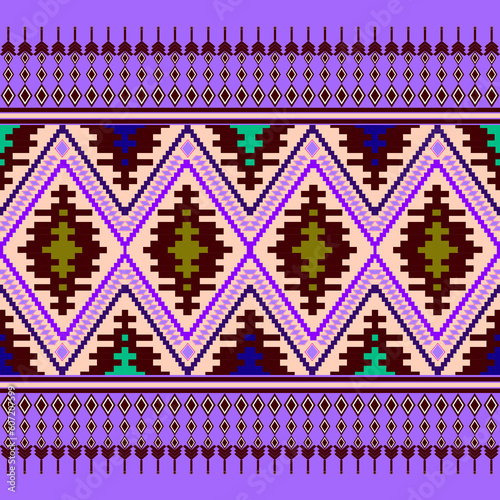 Ethnic pattern designs, ethnic pattern graphics, geometric shapes and flowers are used for weaving