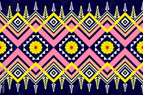 Ethnic pattern designs, ethnic pattern graphics, geometric shapes and flowers are used for weaving