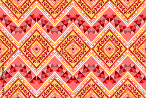 Geometric ethnic pattern embroidery design for walls, garments, and backgrounds. 