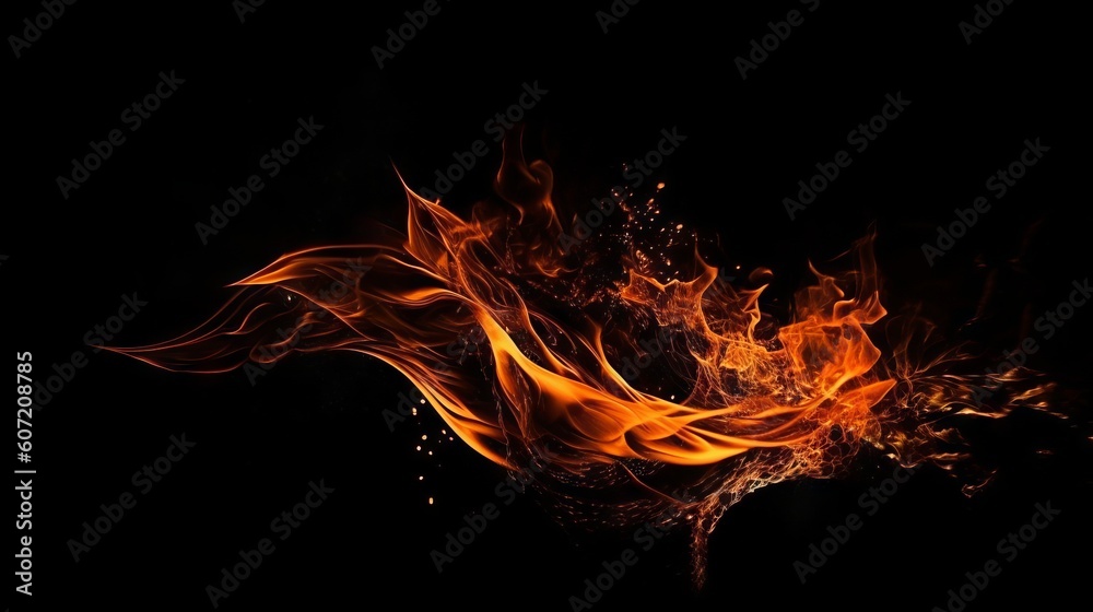 Fototapeta premium Abstract fire with sparks on a black background. Generative AI.