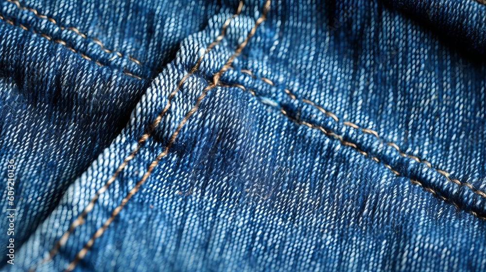 A close-up of blue denim jeans with visible stitching. Generative AI A close-up of blue denim jeans with visible stitching. Generative AI