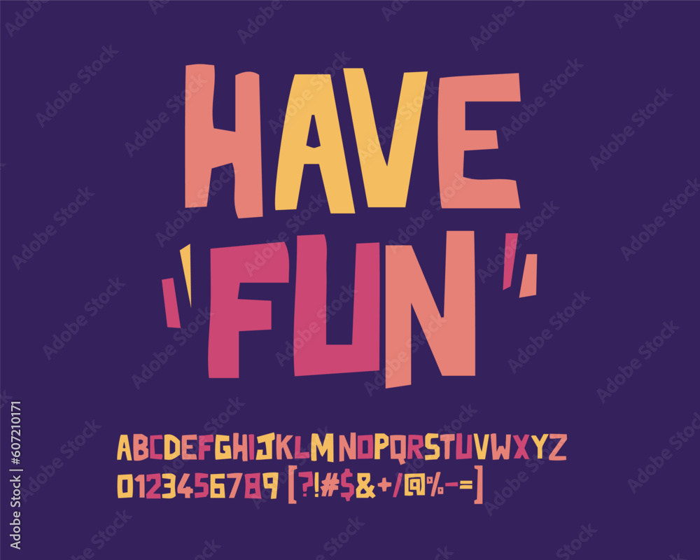 Active Playful Designer Font set in vector format