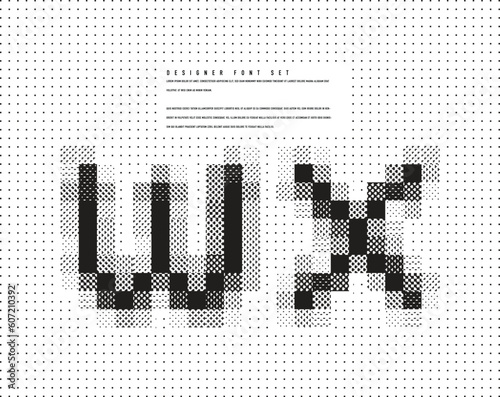 Creative Bitmap designer font set - w,x