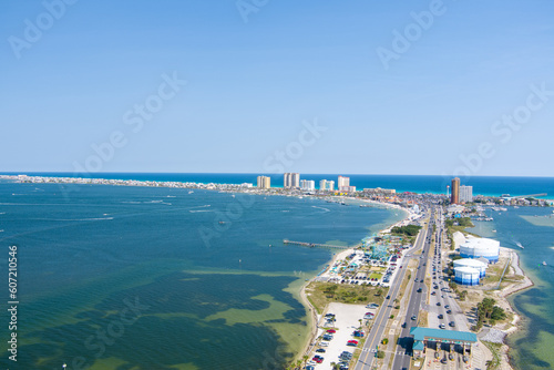Aerial view of Pensacola Beach on Memorial Day Weekend 2023