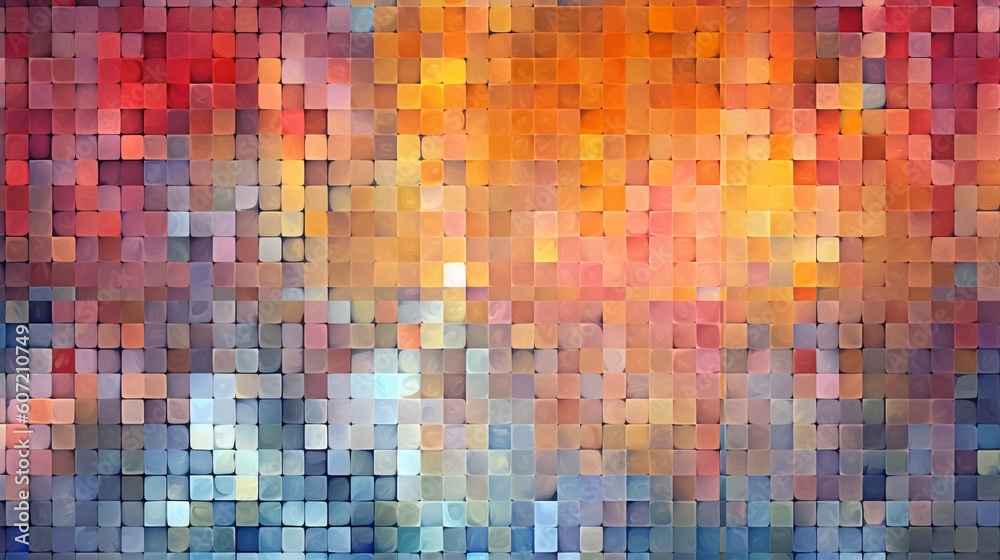 Colorful squares in an abstract pattern. Generative AI