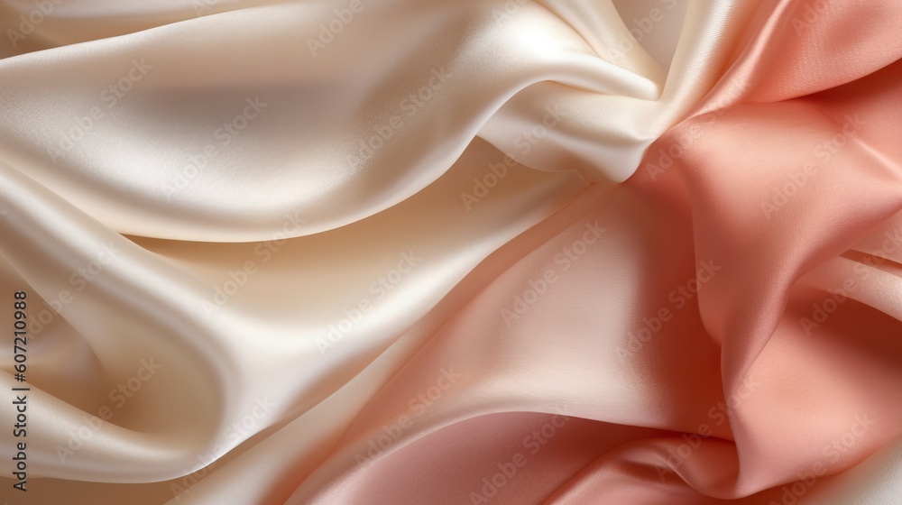 Obraz premium Pink and white fabric texture, close-up shot. Generative AI