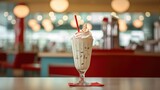 Hazelnut Milkshake in a classic American Diner - food photography - made with Generative AI tools