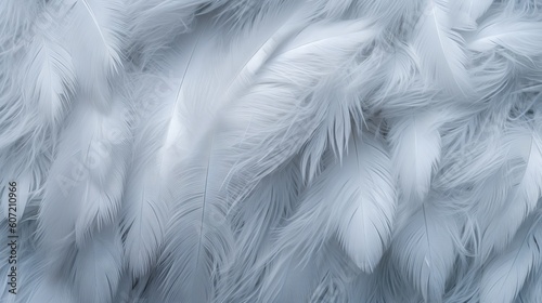 A soft and delicate white feather background up close. Generative AI