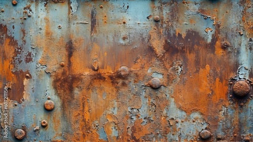 A rusted metal surface with a gritty industrial feel. Generative AI