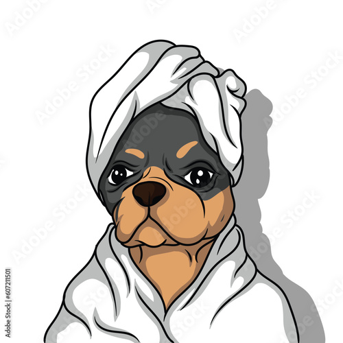 artwork illustration and t shirt design bath dog cute character sticker