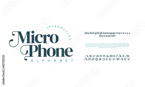 Microphone abstract digital technology logo font alphabet. Minimal modern urban fonts for logo, brand etc. Typography typeface uppercase lowercase and number. vector illustration