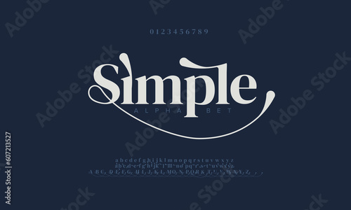 Simple abstract fashion wedding logo font alphabet. Minimal modern urban fonts for logo, brand etc. Typography typeface uppercase lowercase and number. vector illustration