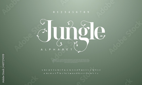Jungle abstract digital technology logo font alphabet. Minimal modern urban fonts for logo, brand etc. Typography typeface uppercase lowercase and number. vector illustration